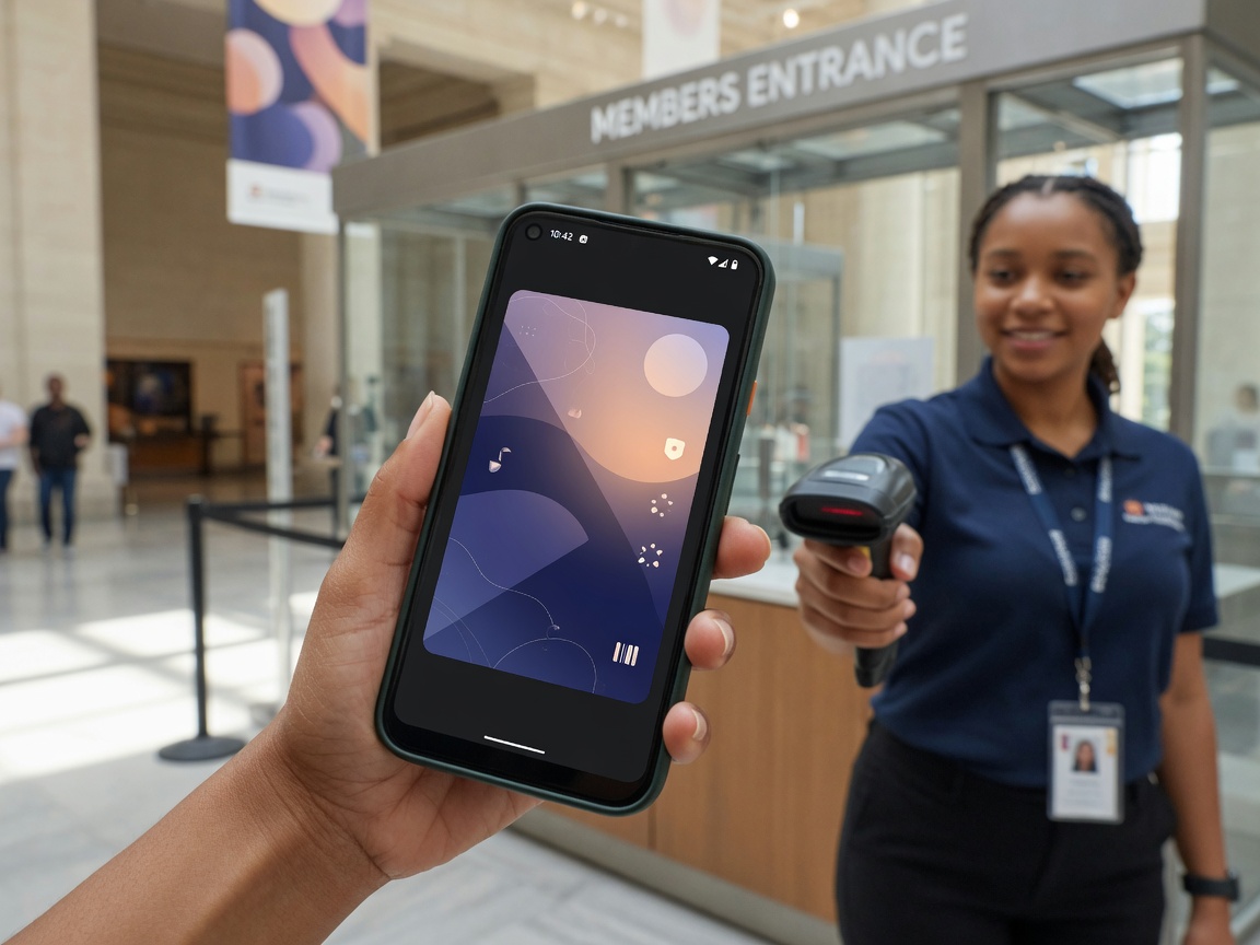 Google Pay digital membership card at museum admissions