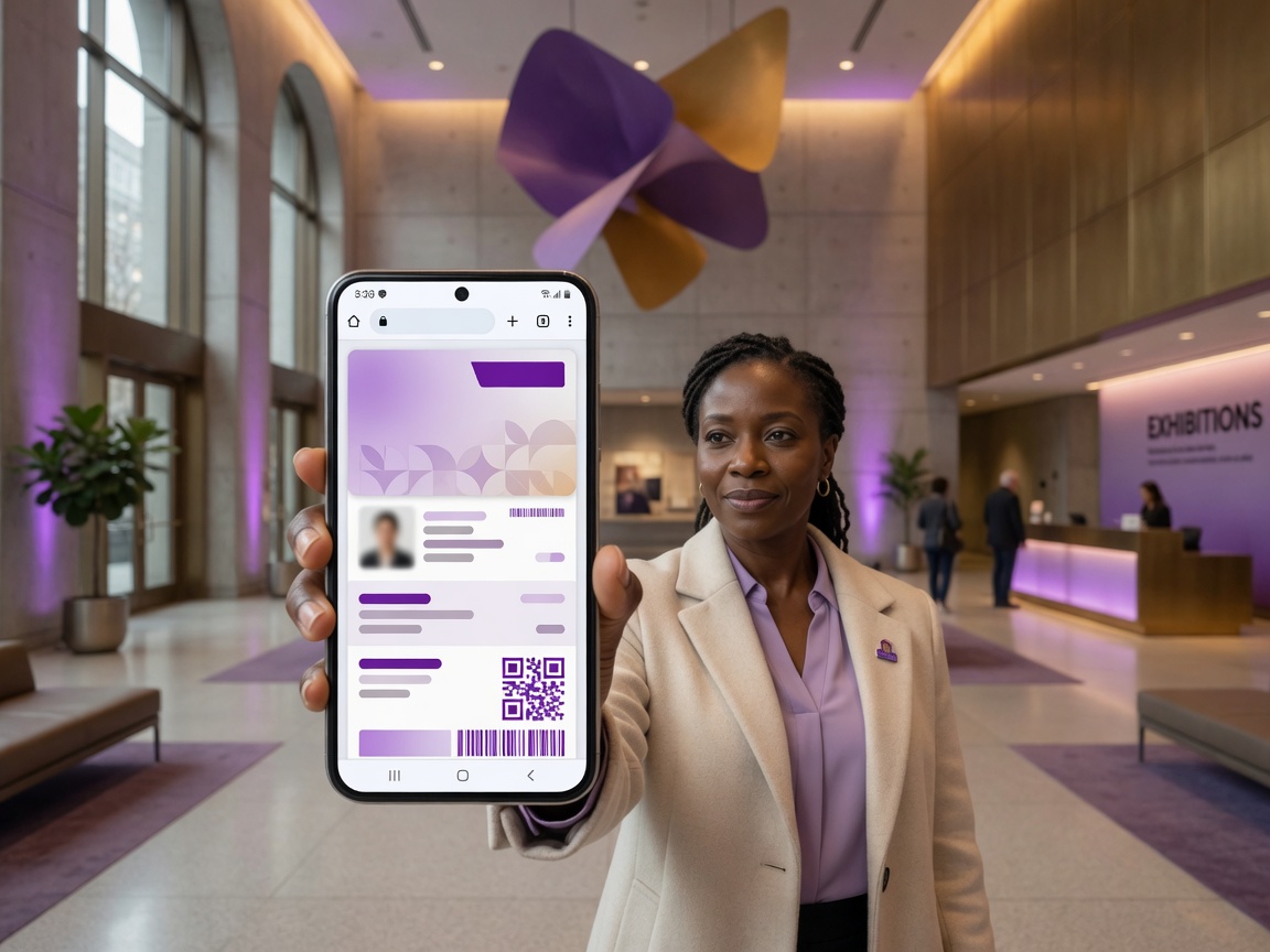 Web digital membership card on a phone with print at home option